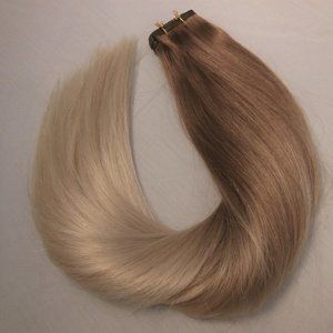 FlatWeft 100% Human Remy Hair #8/60  Ombre Light Blonde/Platinum Blonde